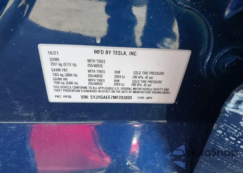 2021 Tesla Model Y Long Range Dual Motor All-Wheel Drive from USA, damaged, VIN 5YJYGAEE7MF283805